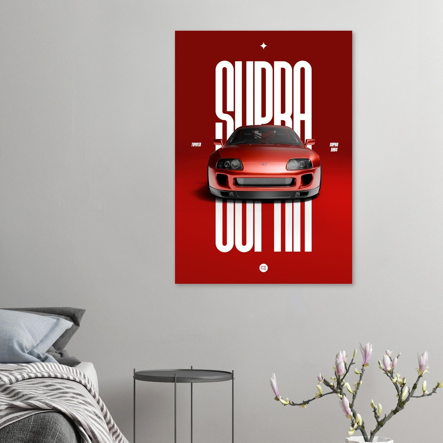 Car Poster - Toyota Supra MK4 - Red
