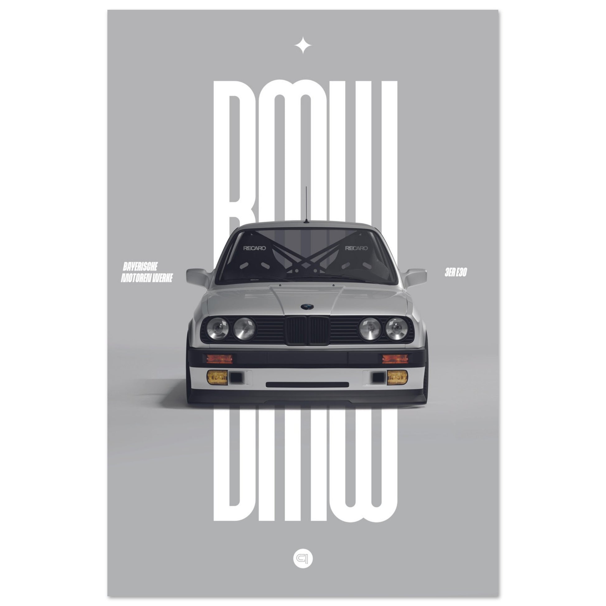 Car Poster - BMW E30 - White