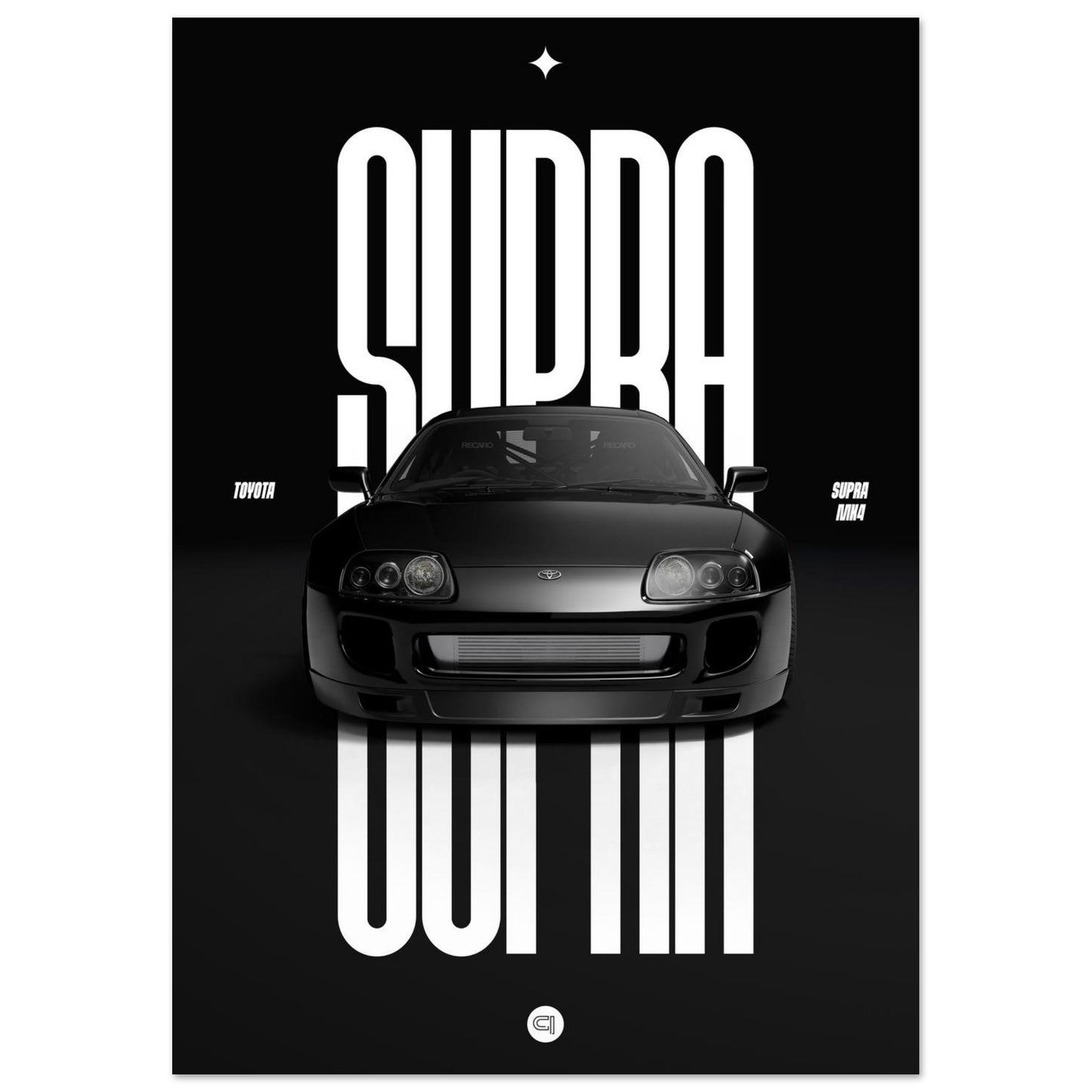 Car Poster - Toyota Supra MK4 - Black