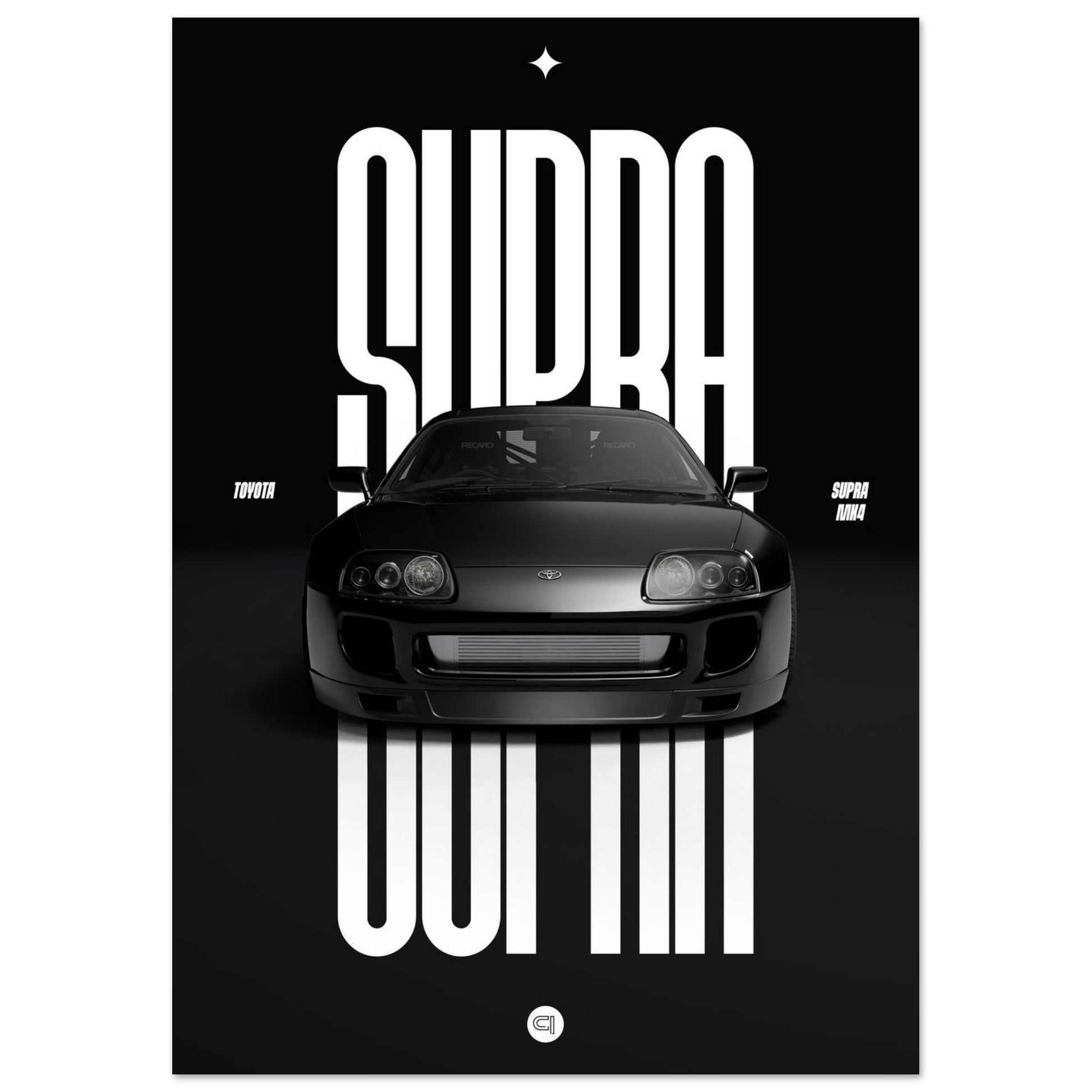 Car Poster - Toyota Supra MK4 - Black
