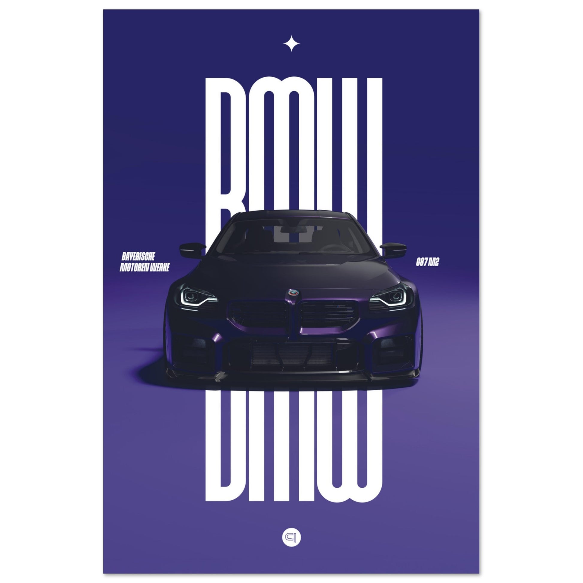 Car Poster - BMW G87 M2 - Purple
