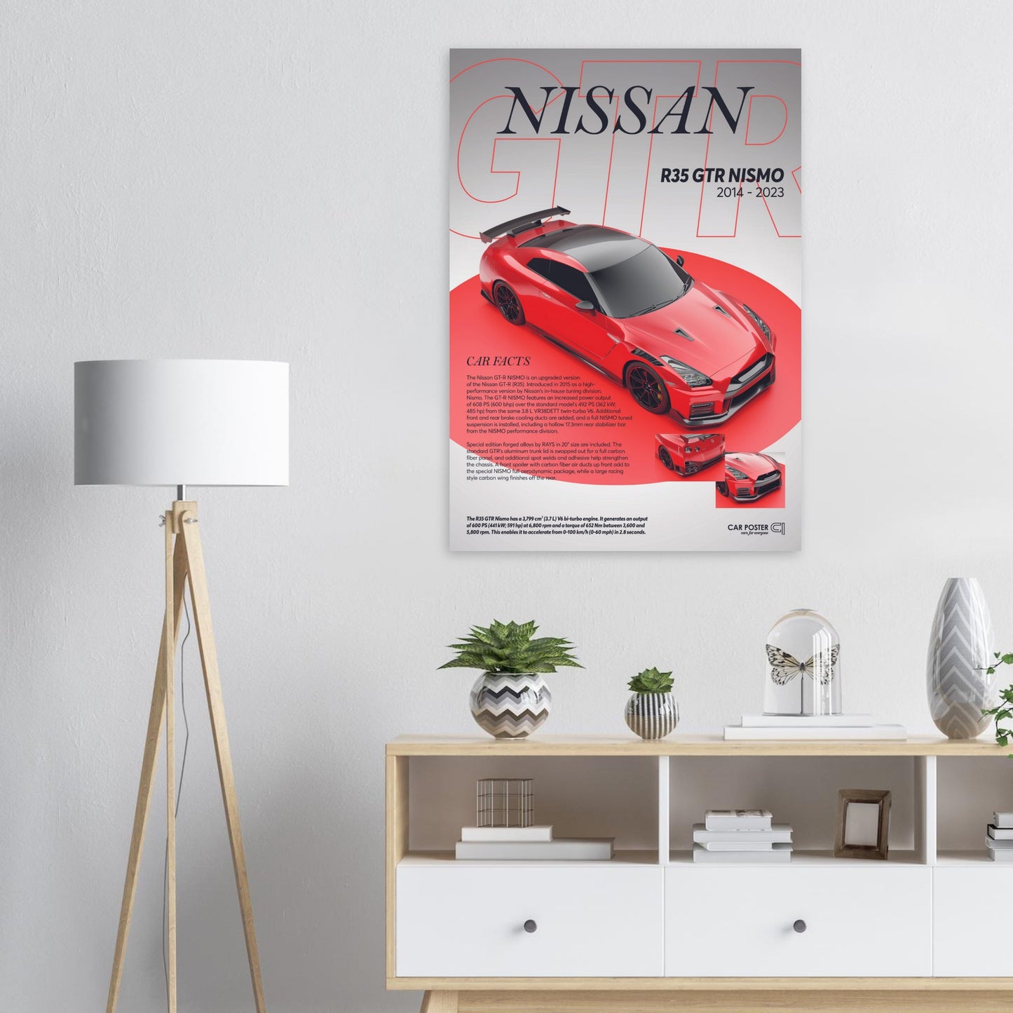 Car Poster - Nissan R35 GTS Nismo - Red