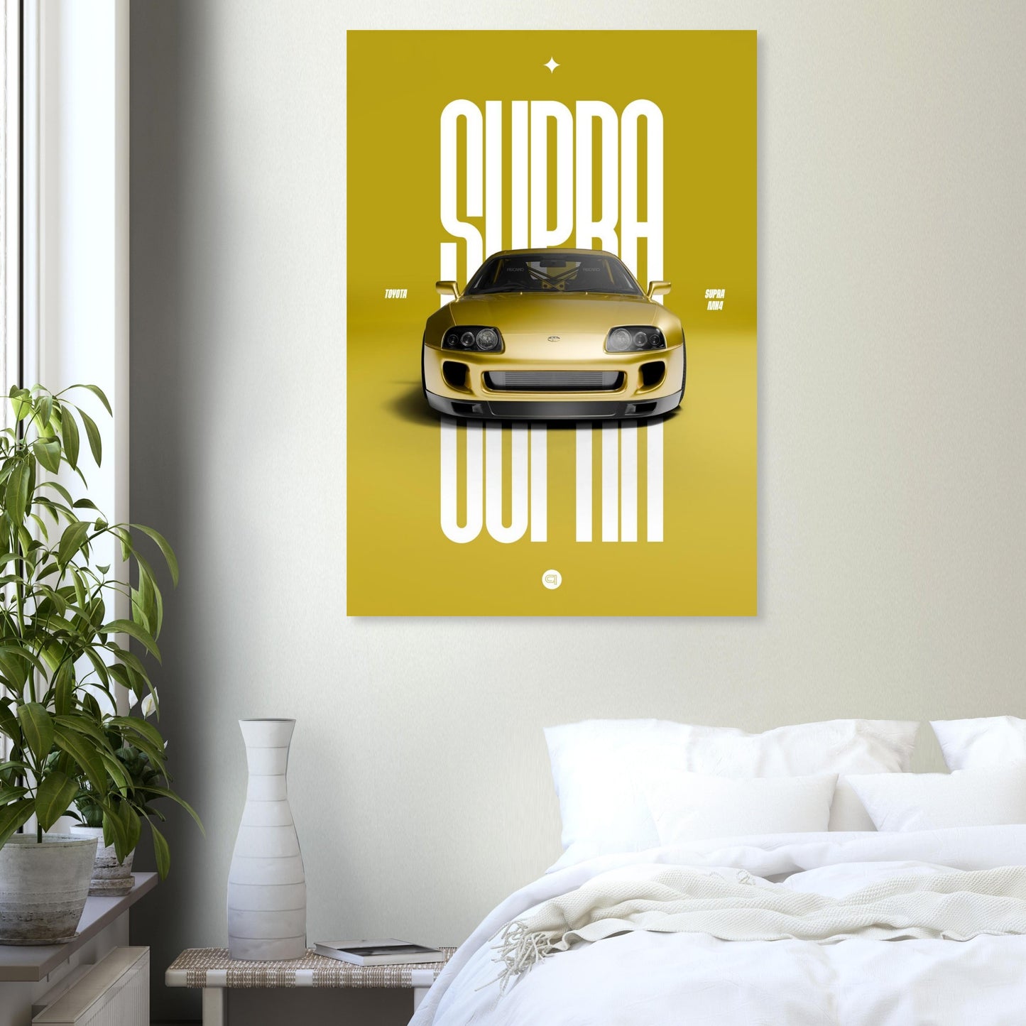Car Poster - Toyota Supra MK4 - Yellow