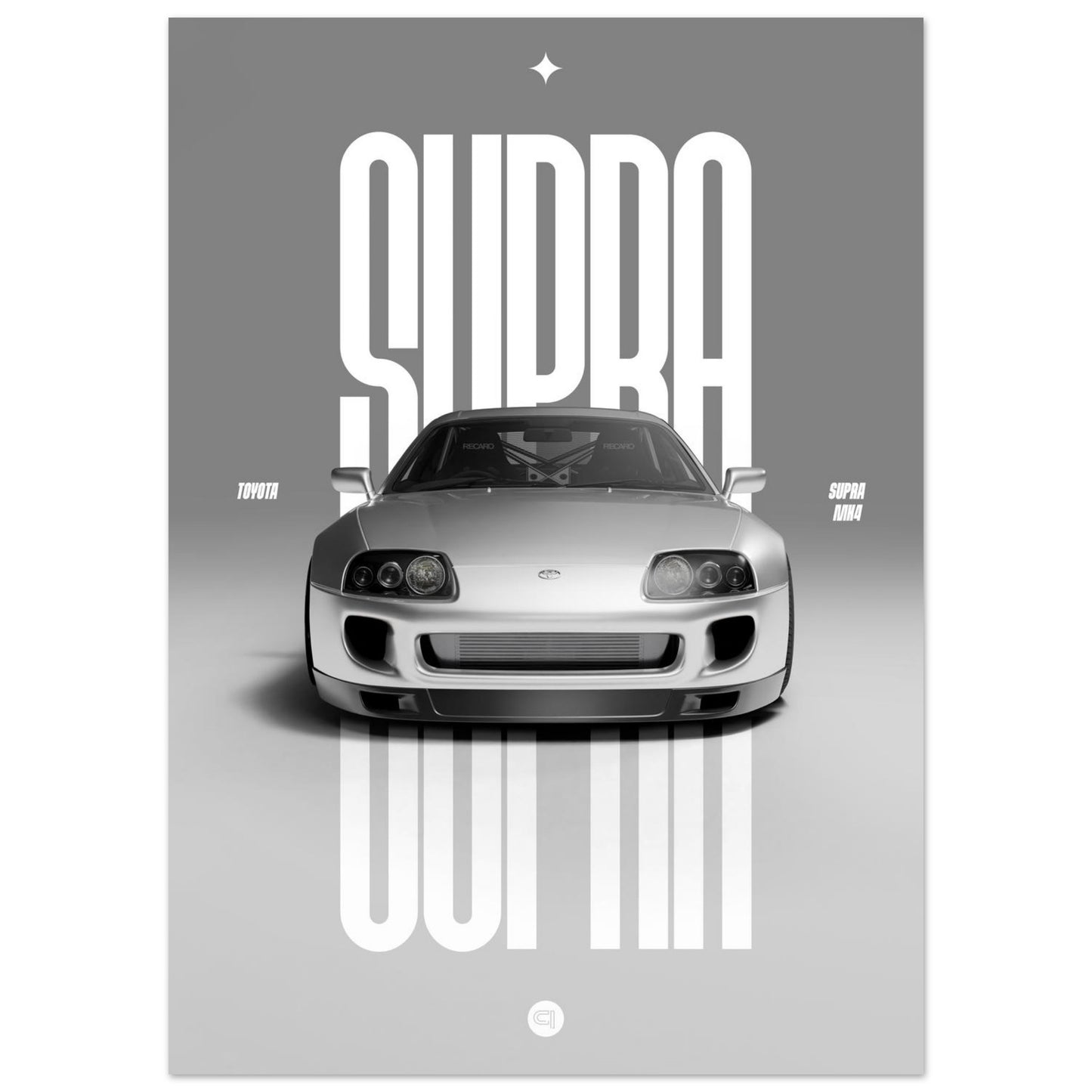 Car Poster - Toyota Supra MK4 - White