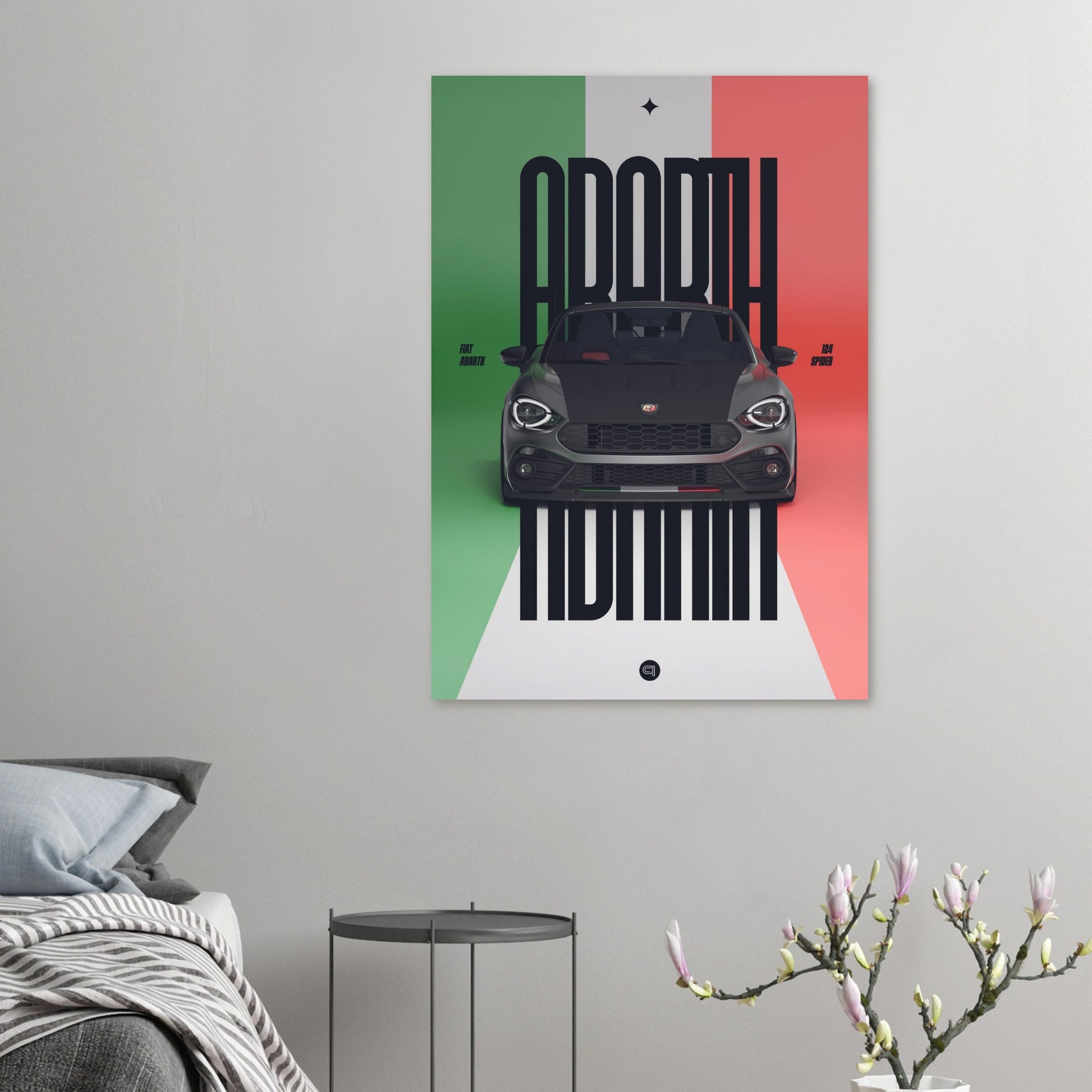 Car Poster - Fiat Abarth 124 Spider - Italy black typo
