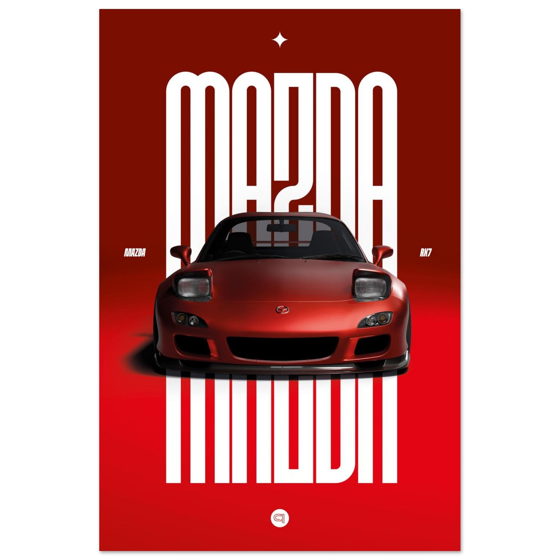 Car Poster - Mazda RX7 - Red Pop up