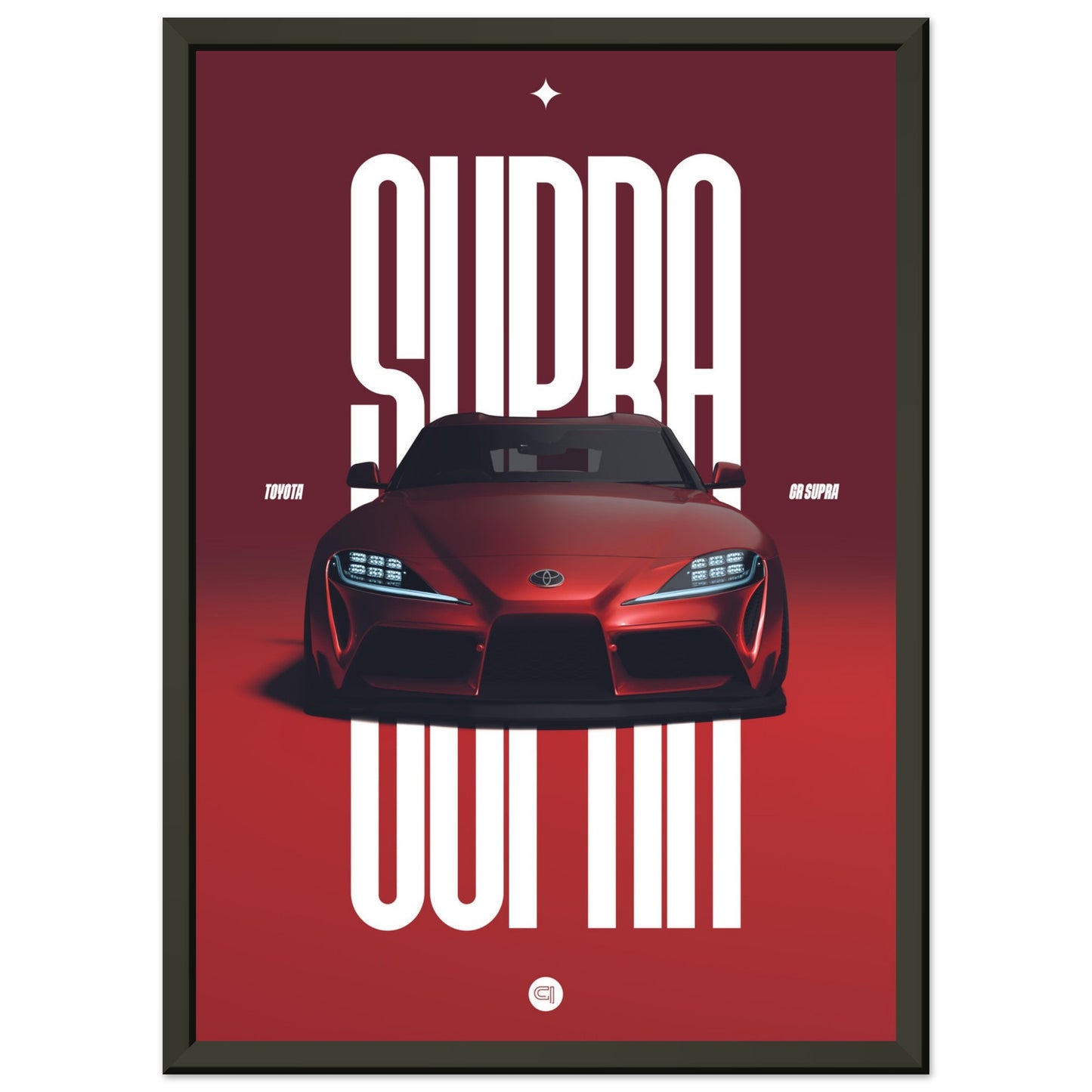Framed Car Poster - Toyota GR Supra Bumper - Red