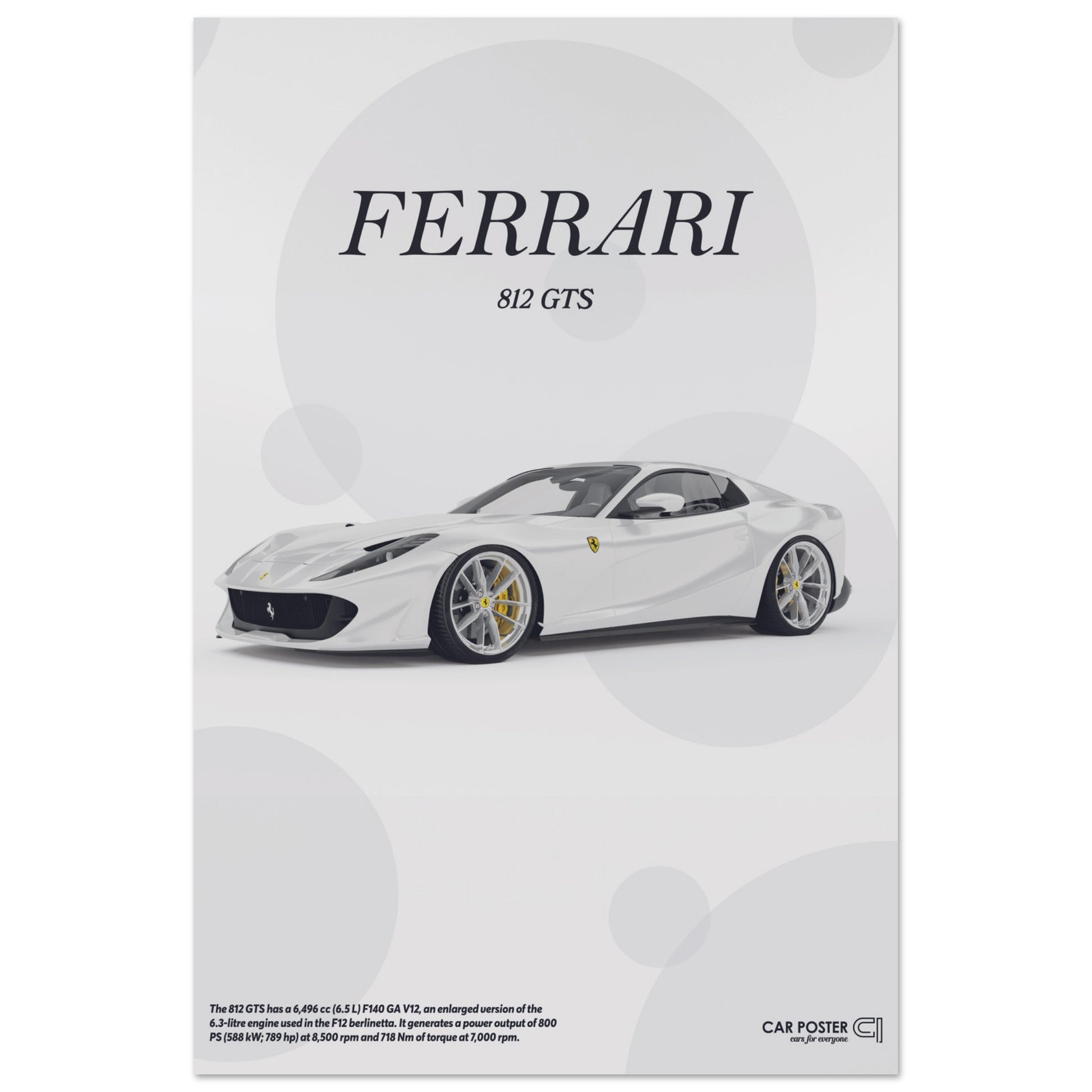 Car Poster - Ferrari 812 GTS Bubblegum - White