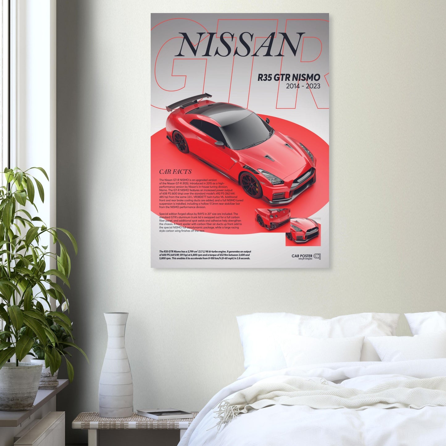 Car Poster - Nissan R35 GTS Nismo - Red