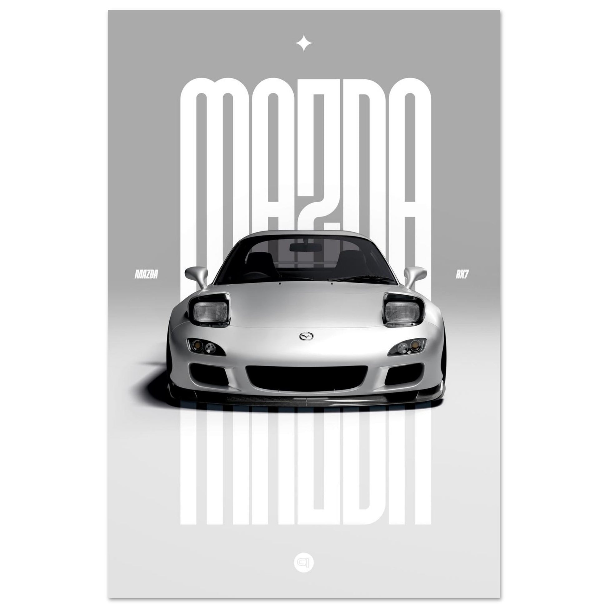 Car Poster - Mazda RX7 - White Pop up
