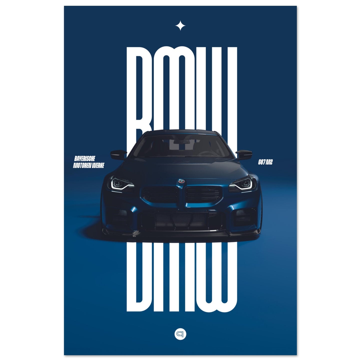 Car Poster - BMW G87 M2 - Darkblue