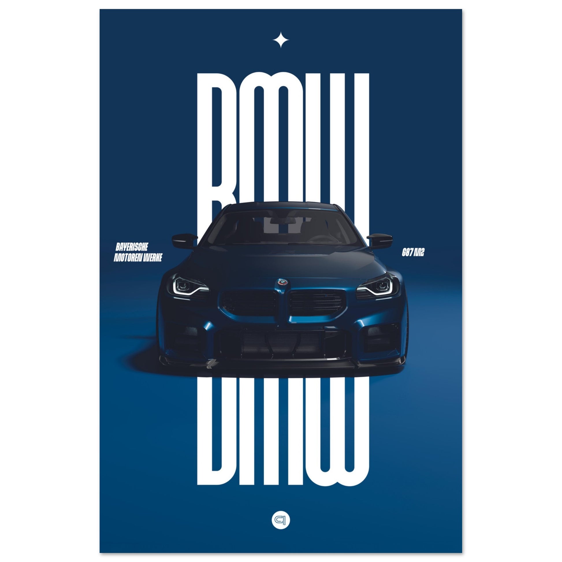 Car Poster - BMW G87 M2 - Darkblue