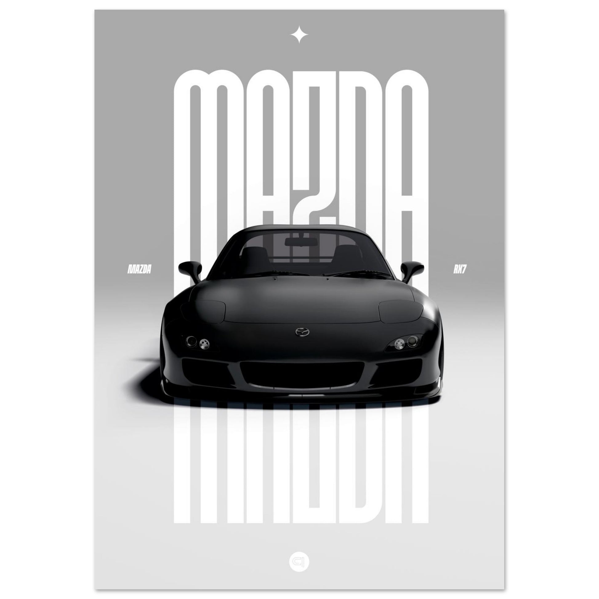 Car Poster - Mazda RX7 - Black