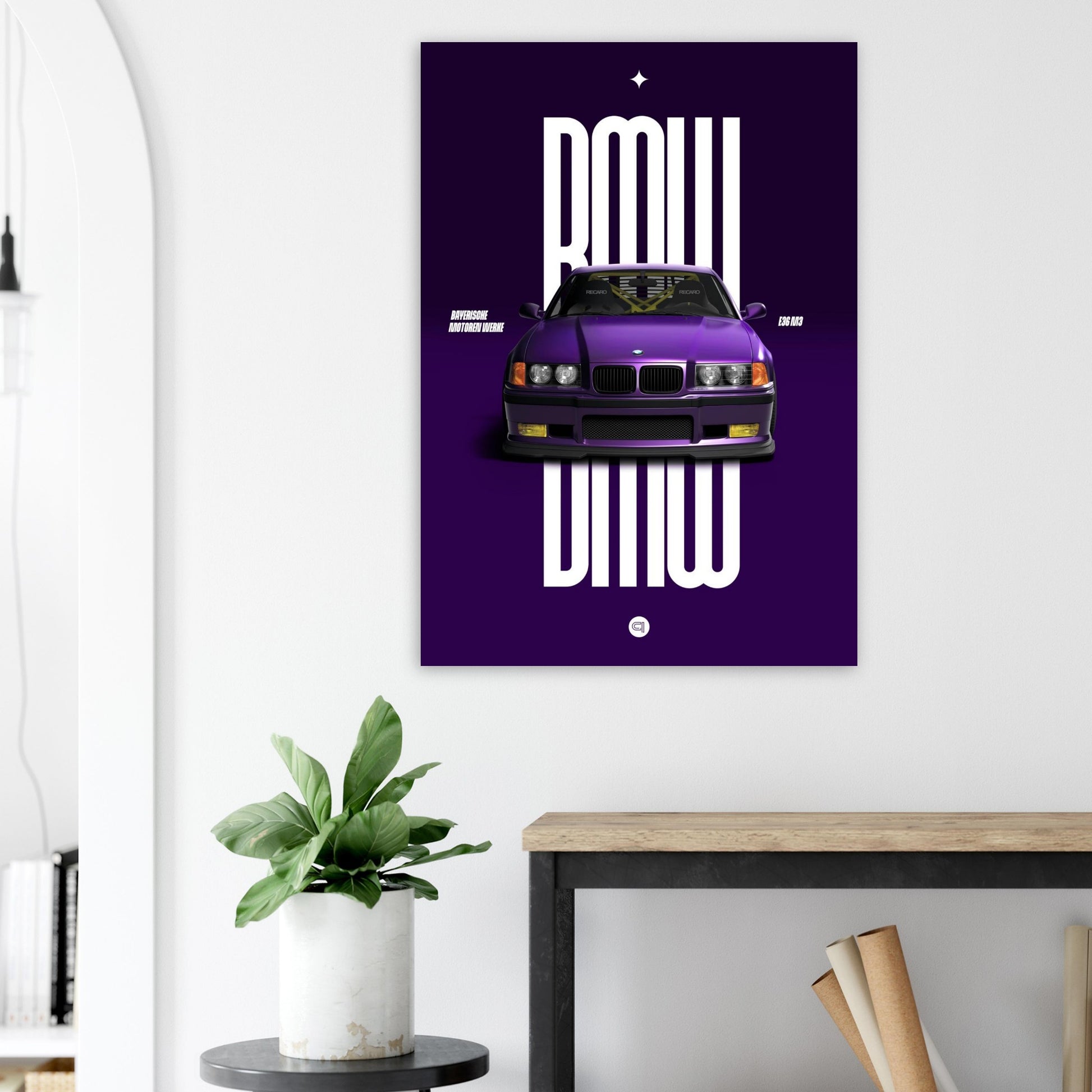 Car Poster - BMW E36 - Purple