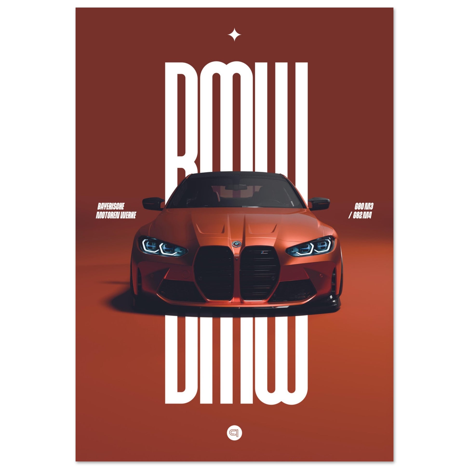 Car Poster - BMW G80 M3 / G82 M4 Bumper - Orange