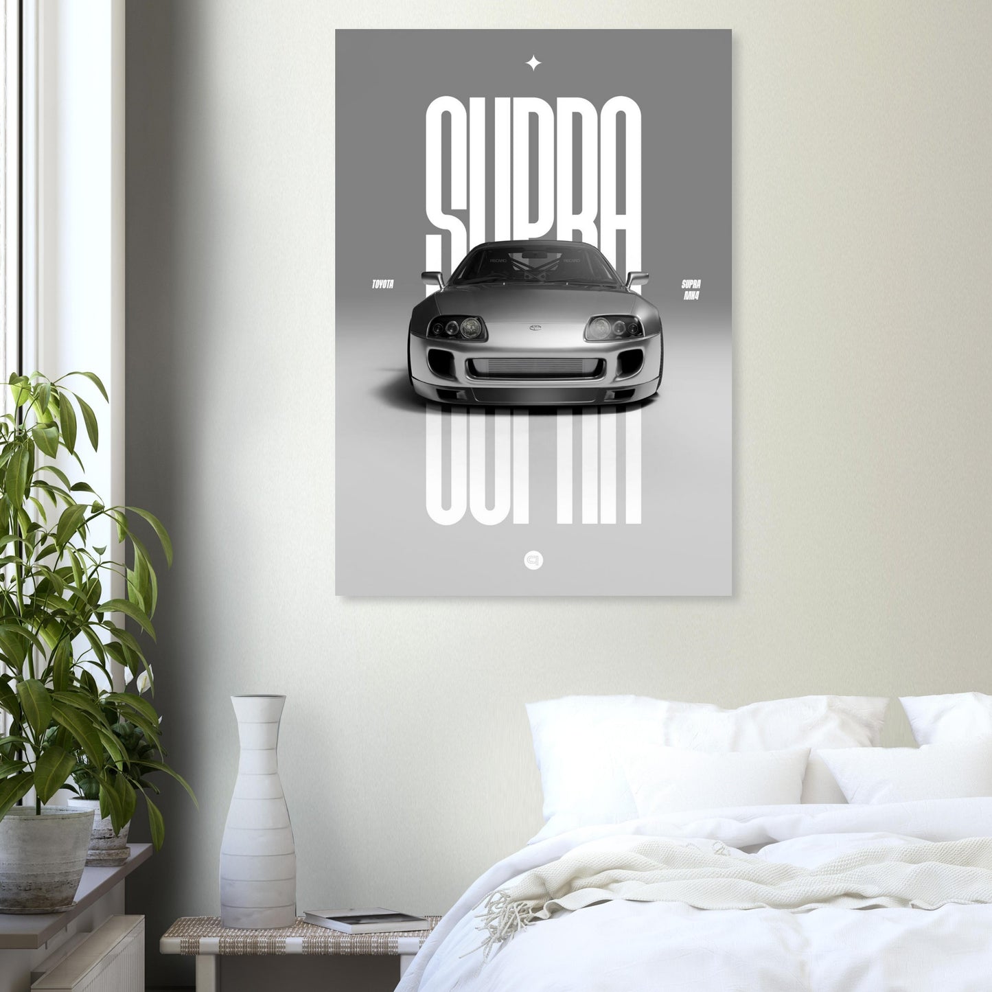 Car Poster - Toyota Supra MK4 - Silver