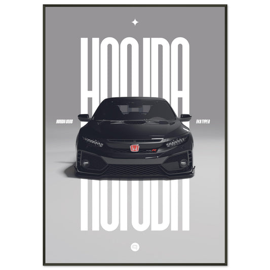 Framed Car Poster - Honda Civic FK8 Type R - Black