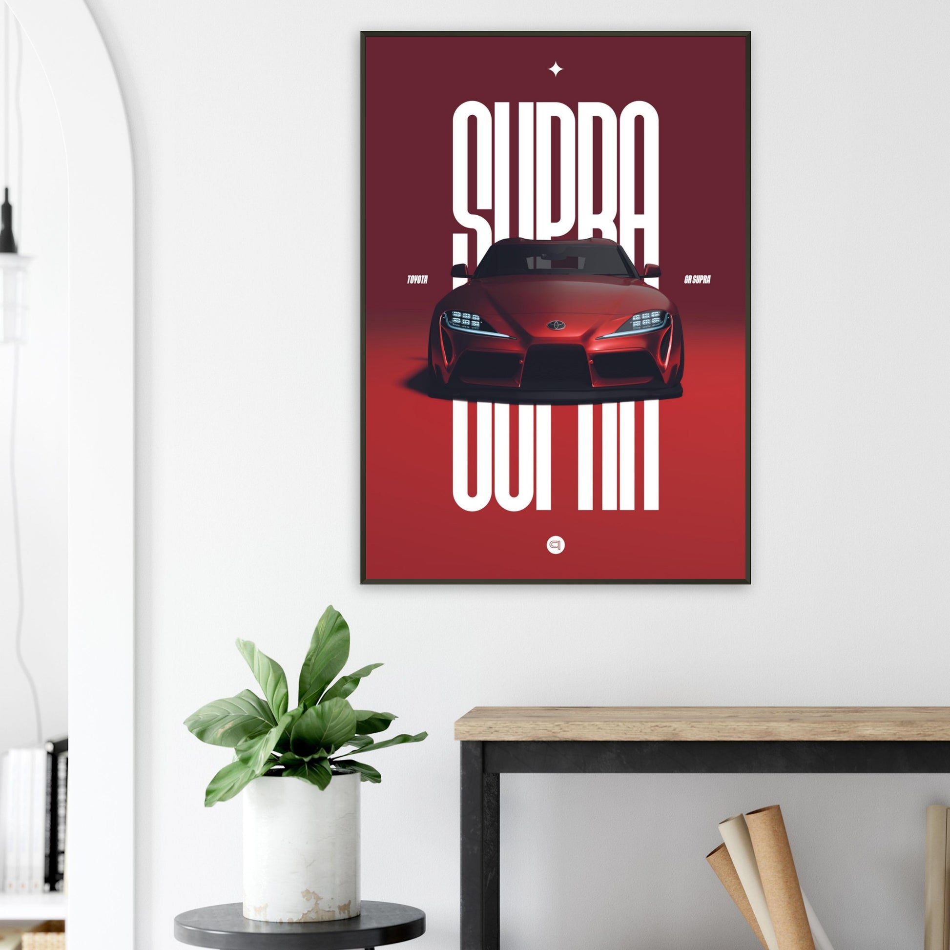 Framed Car Poster - Toyota GR Supra Bumper - Red
