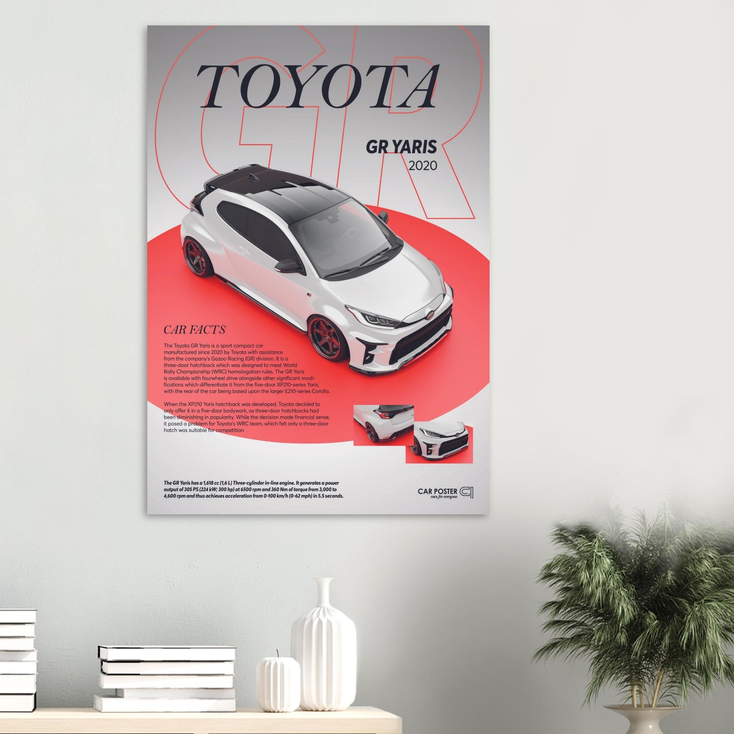 Car Poster - Toyota GR Yaris - White