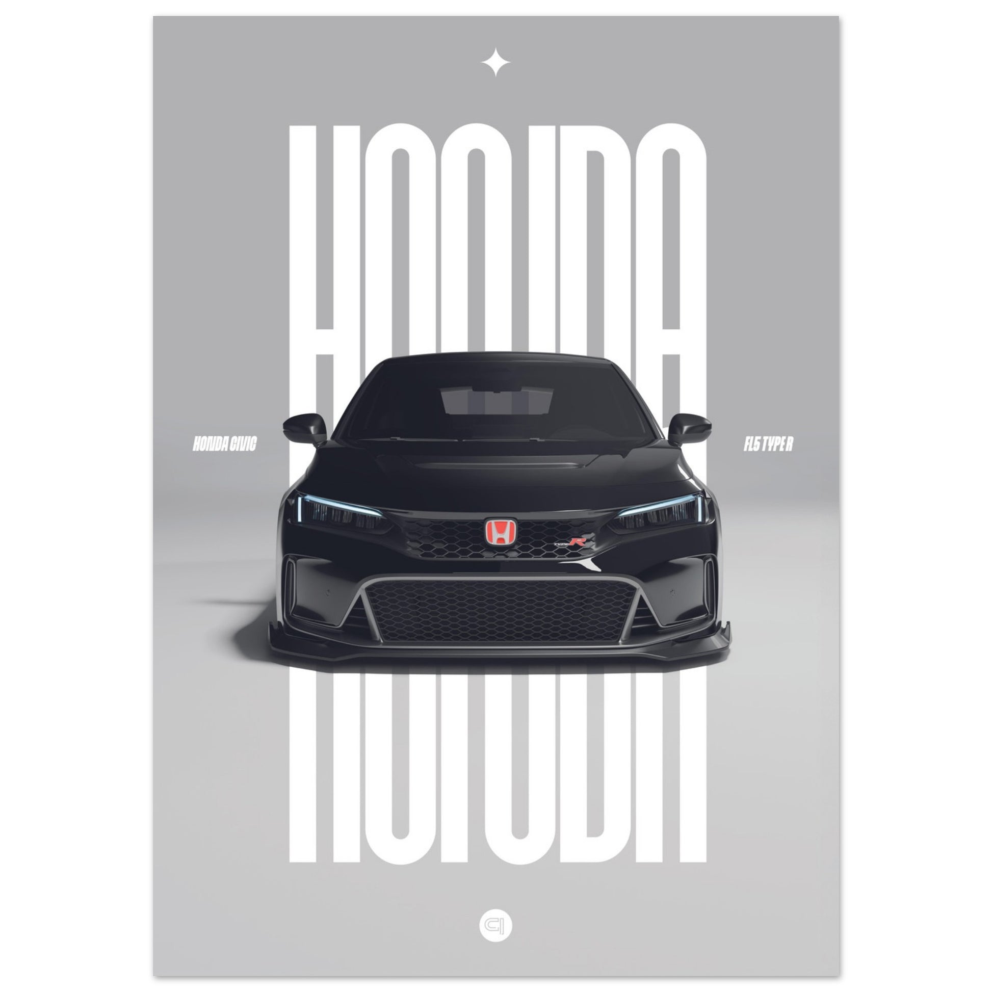 Car Poster - Honda Civic FL5 Type R - White