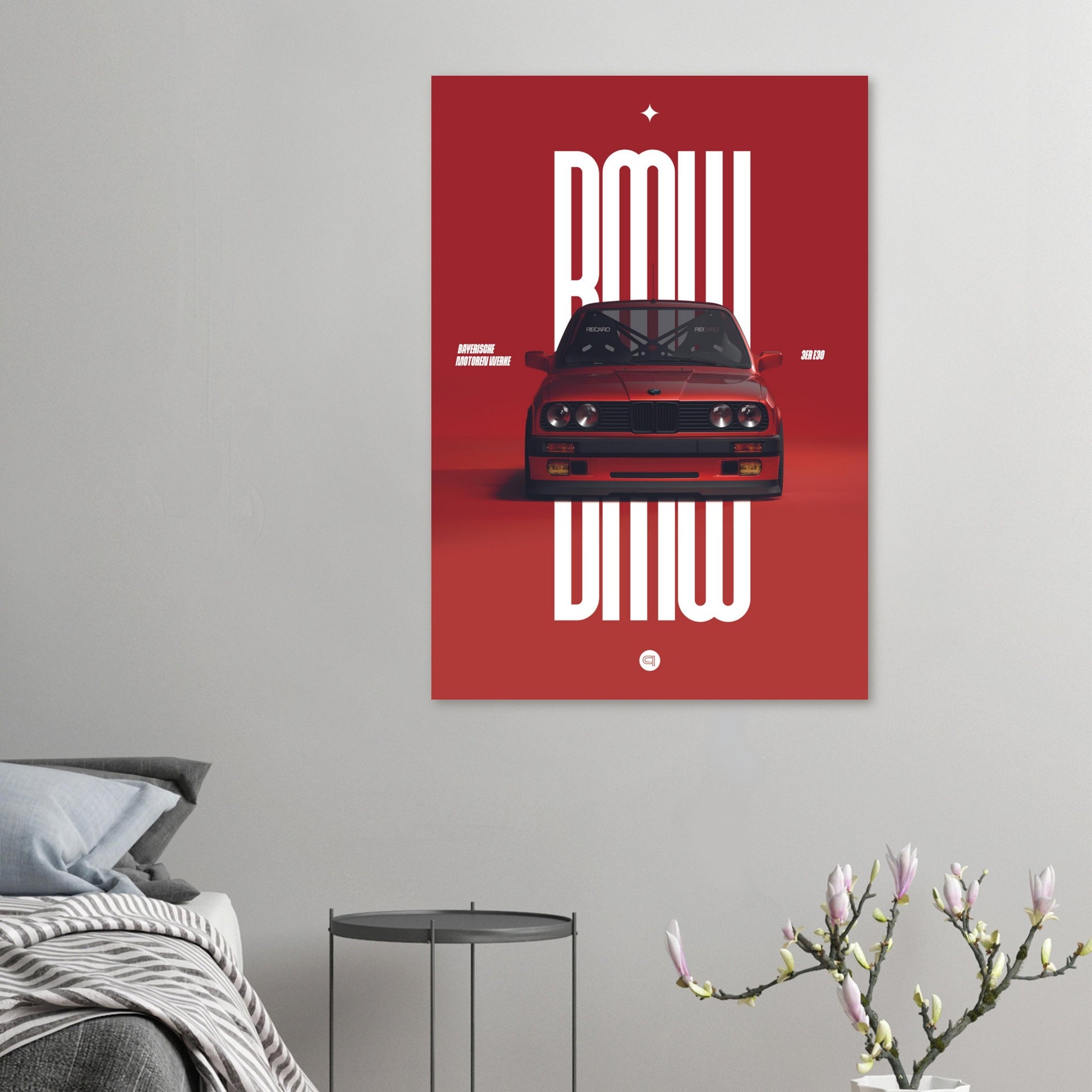 Car Poster - BMW E30 - Red
