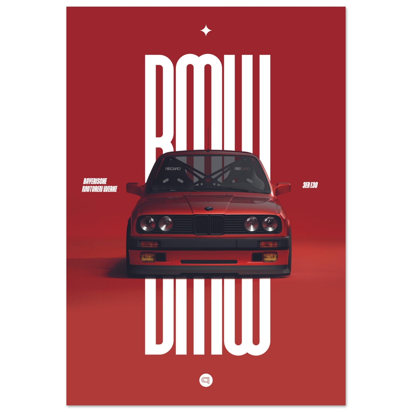 Car Poster - BMW E30 - Red