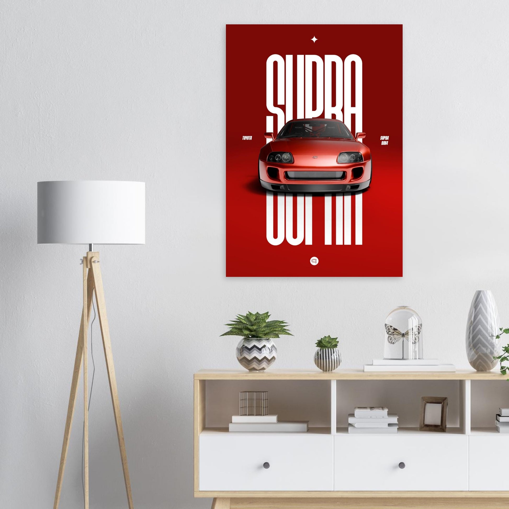 Car Poster - Toyota Supra MK4 - Red