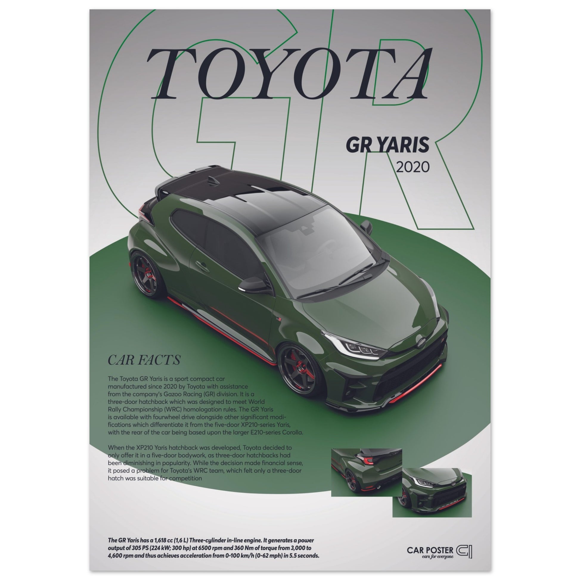 Car Poster - Toyota GR Yaris - Green