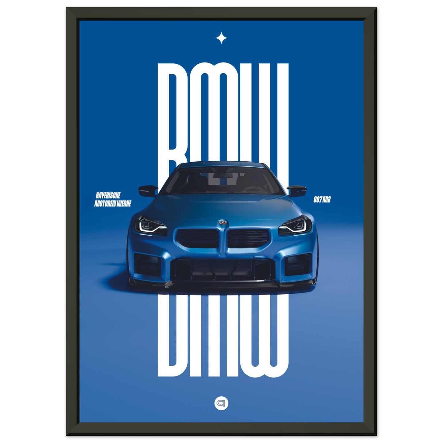 Framed Car Poster - BMW G87 M2 - Blue