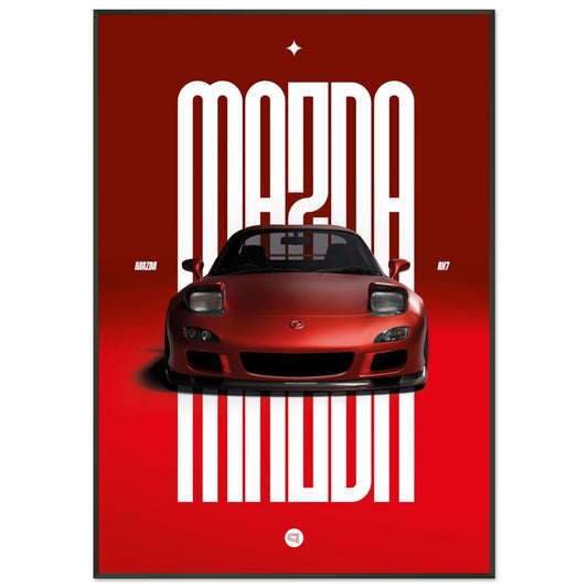 Framed Car Poster - Mazda RX7 - Red Pop up