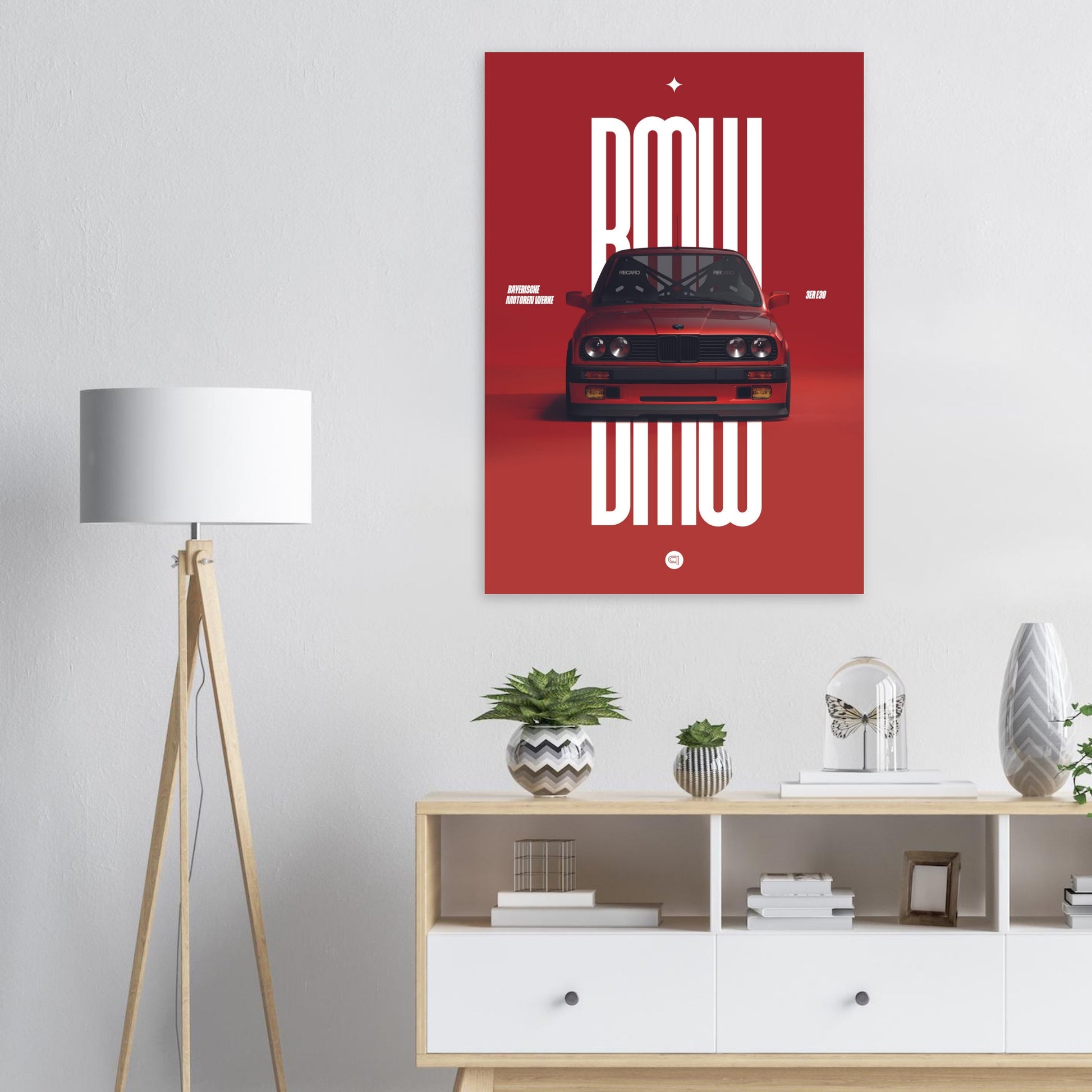 Car Poster - BMW E30 - Red