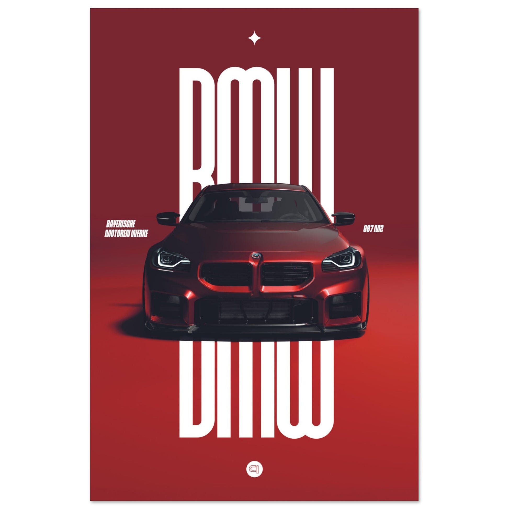 Car Poster - BMW G87 M2 - Red