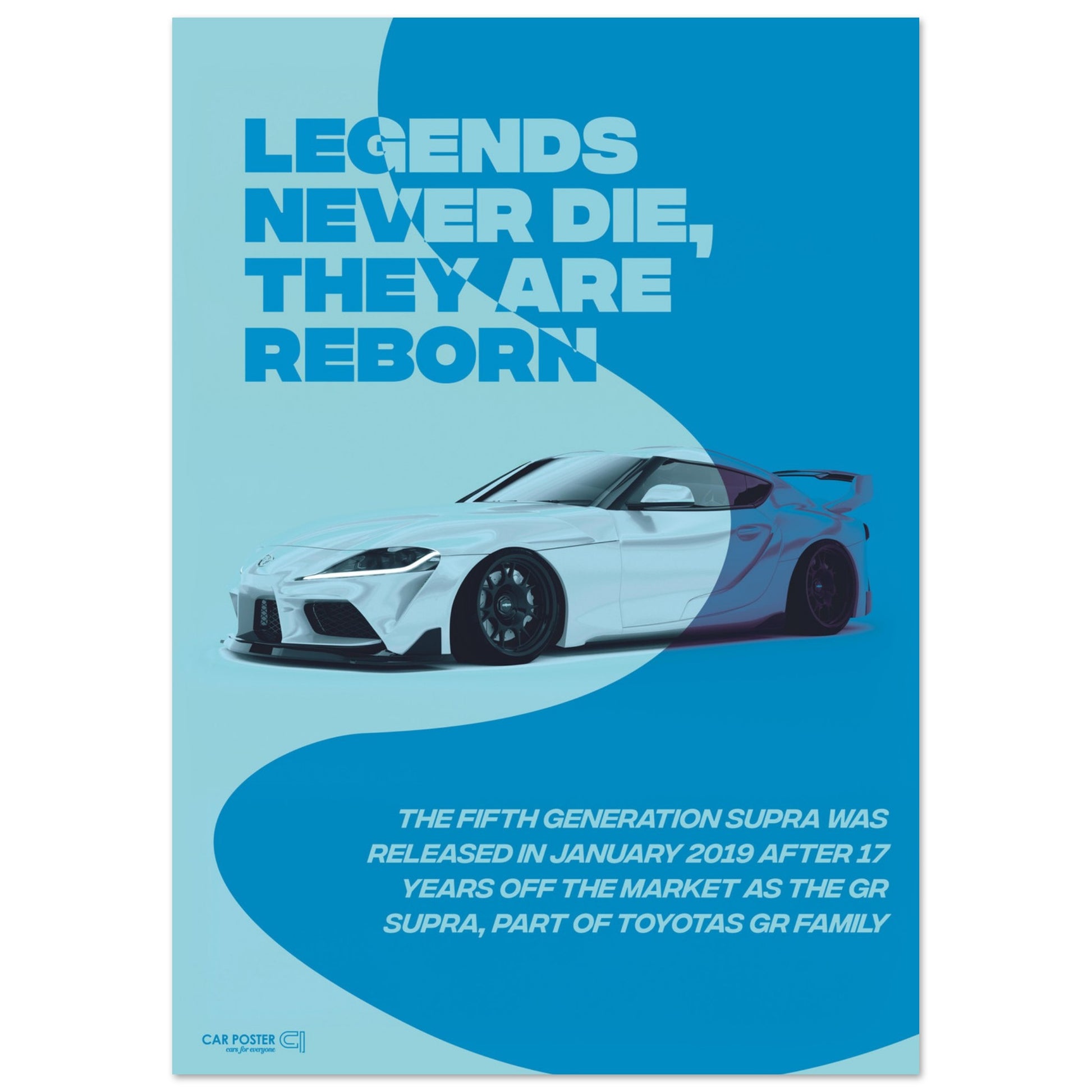 Car Poster - Toyota GR Supra Legend - Blue
