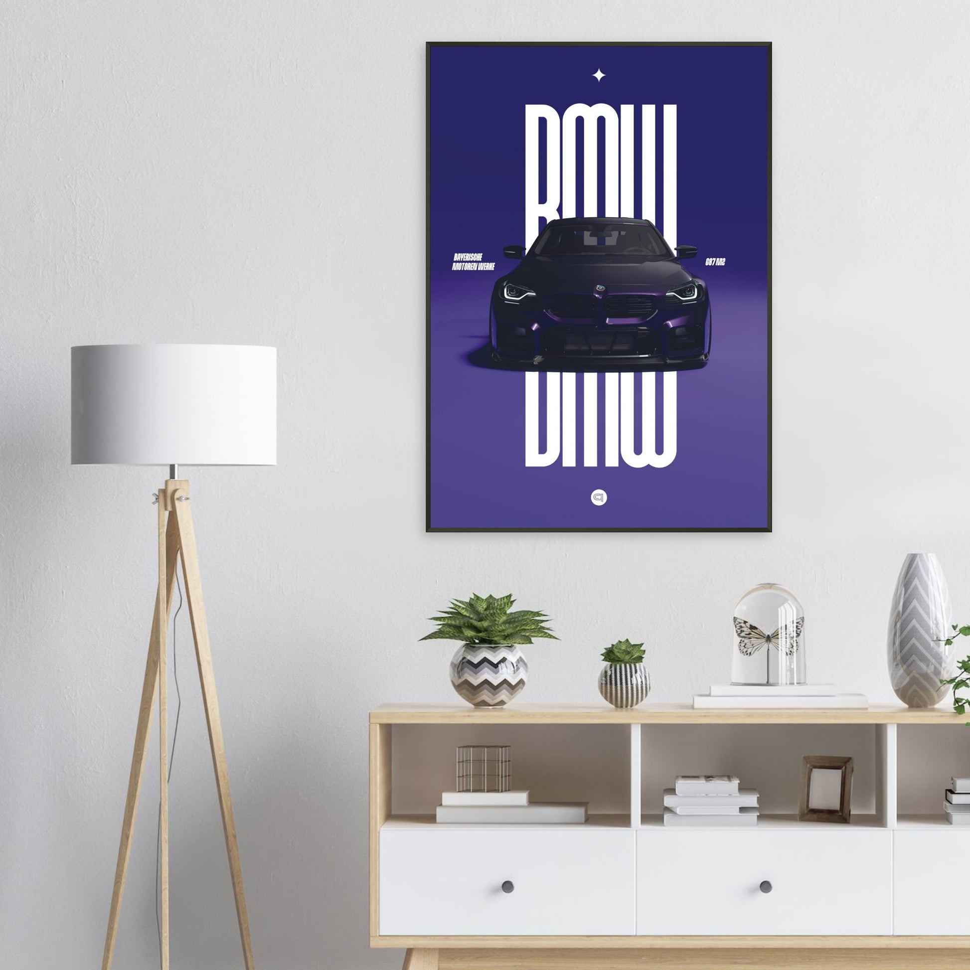 Framed Car Poster - BMW G87 M2 - Purble