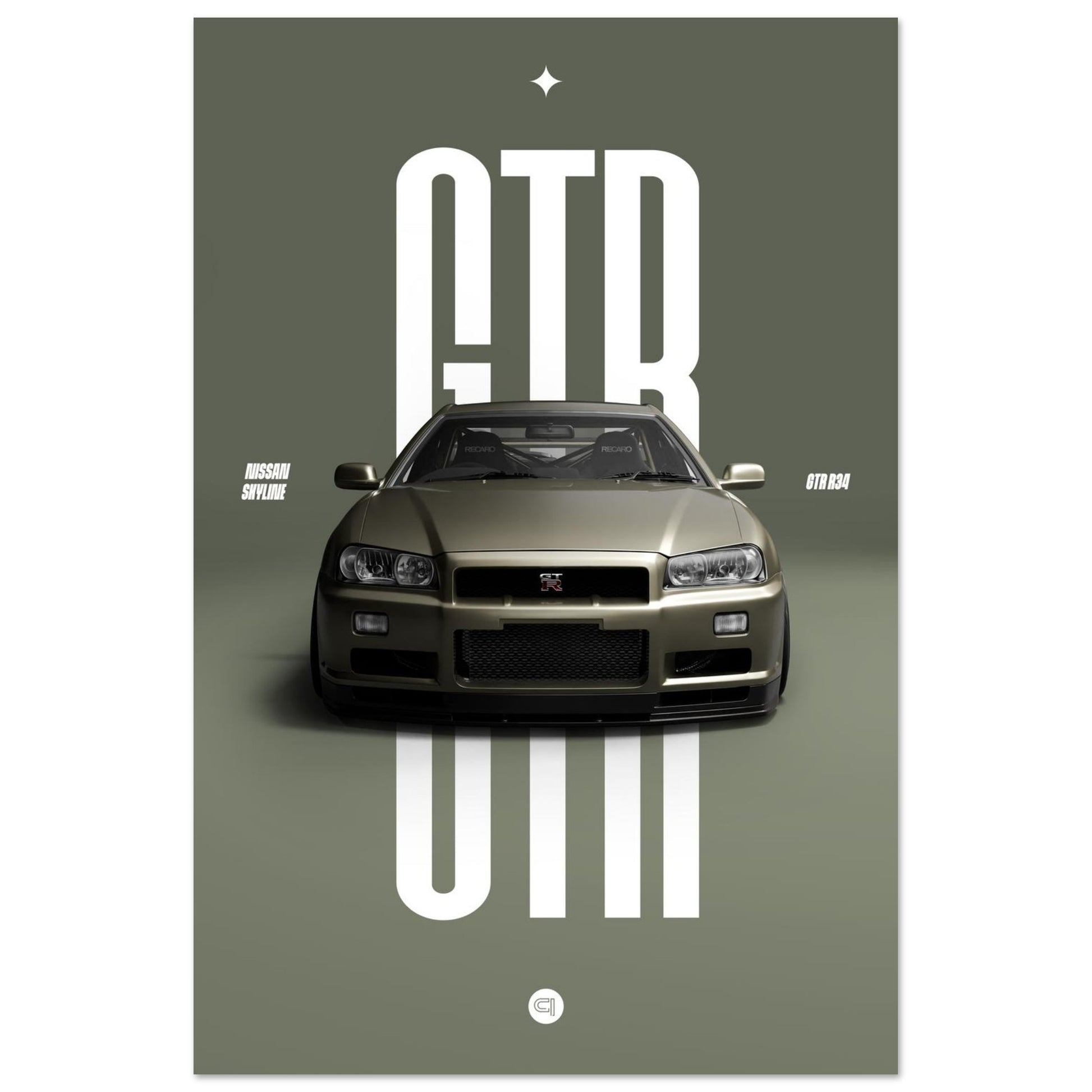 Car Poster - Nissan Skyline GTR R34 - Millenium Jade