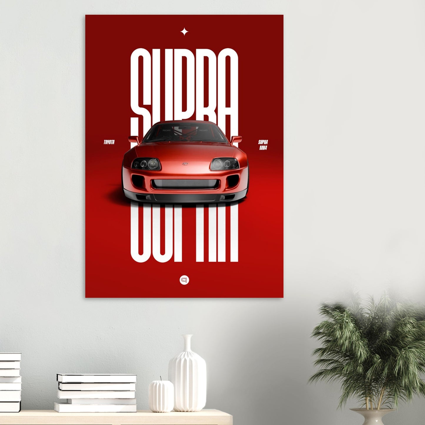 Car Poster - Toyota Supra MK4 - Red