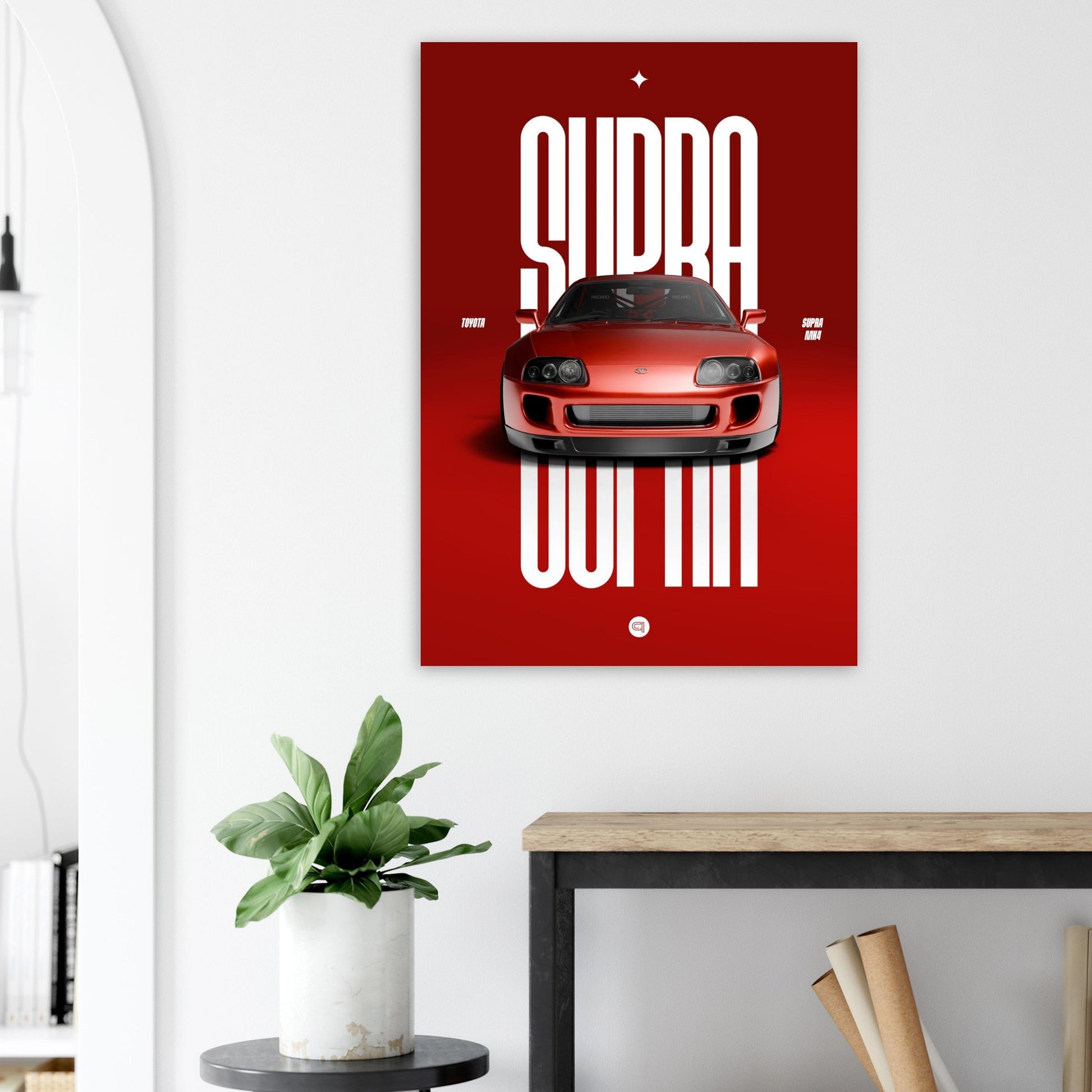 Car Poster - Toyota Supra MK4 - Red