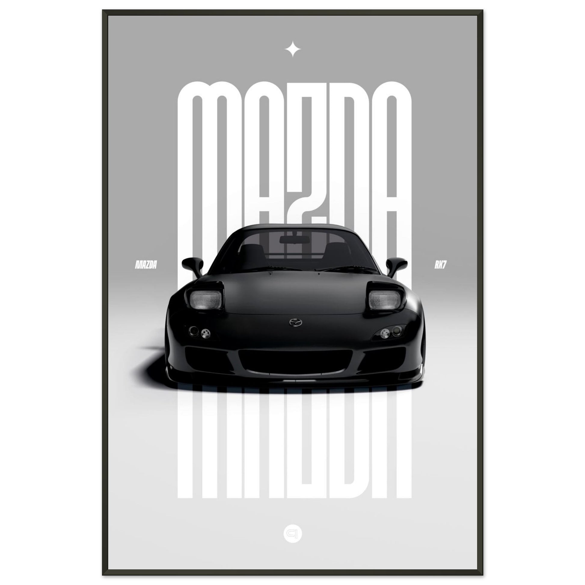Framed Car Poster - Mazda RX7 - Black Pop up