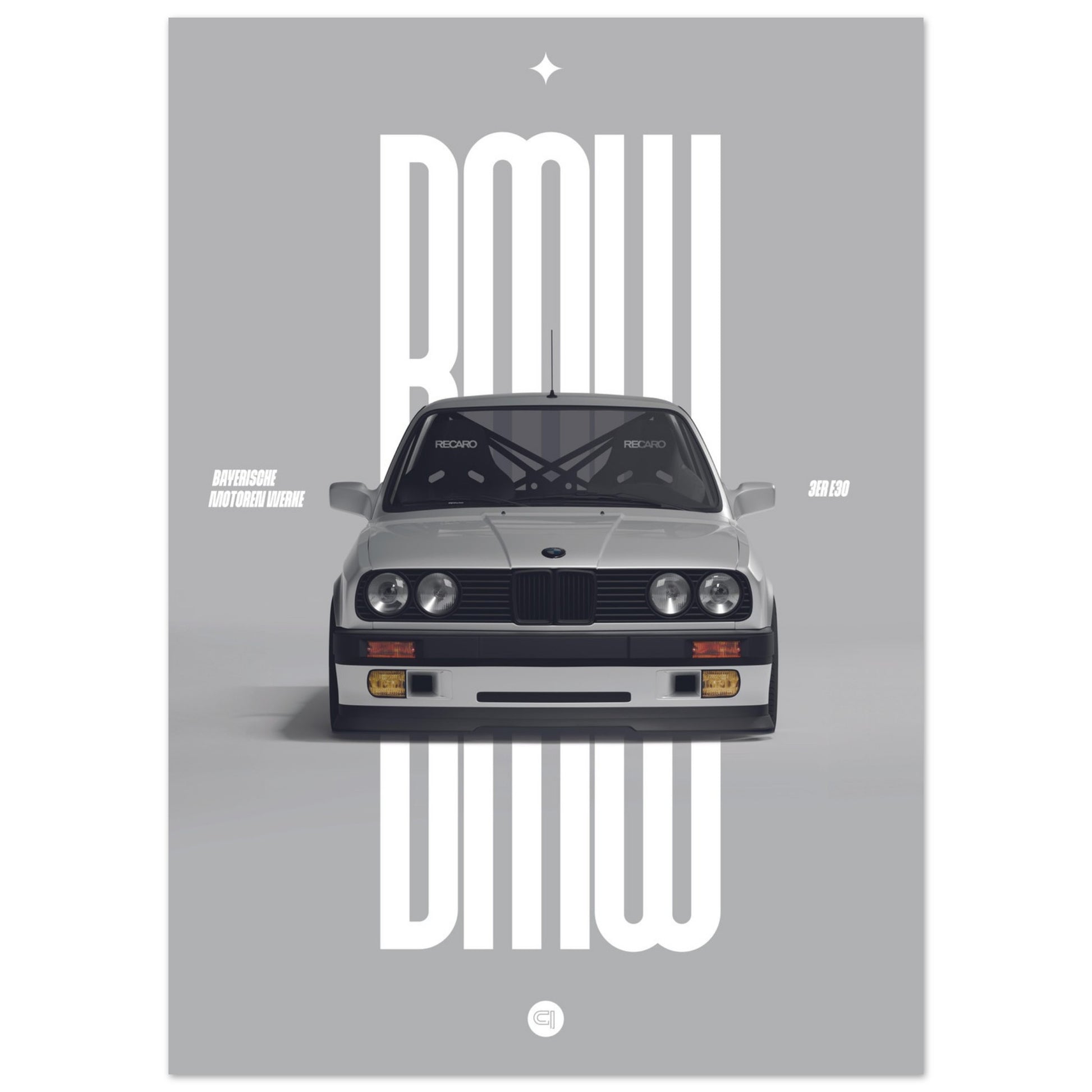 Car Poster - BMW E30 - White