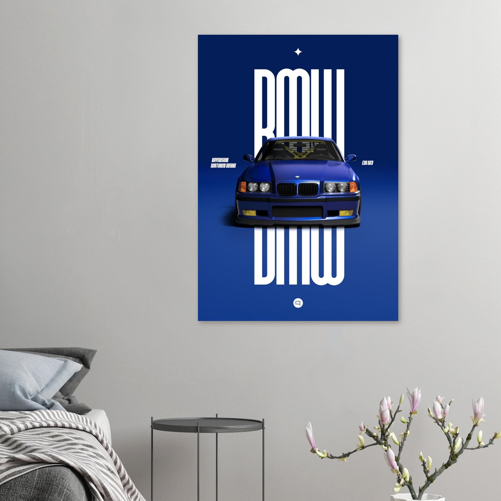 Car Poster - BMW E36 - Blue