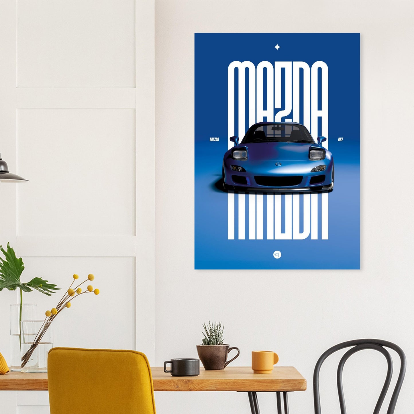 Car Poster - Mazda RX7 - Blue Pop up