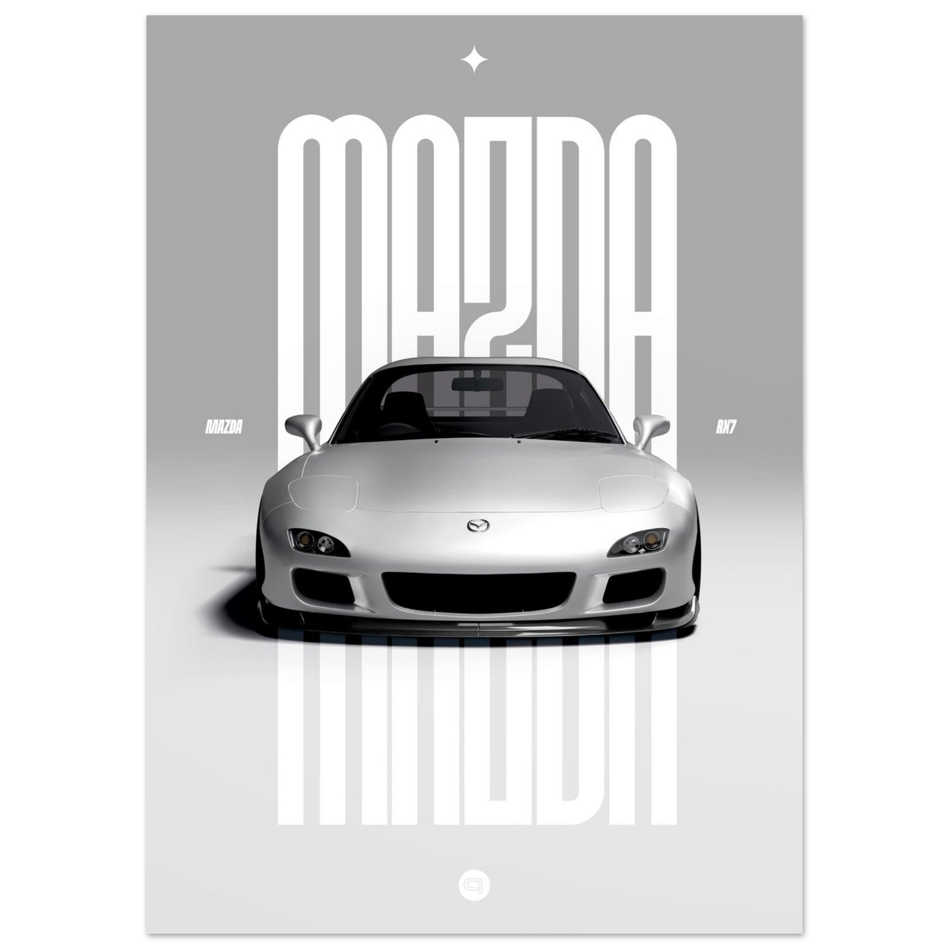 Car Poster - Mazda RX7 - White