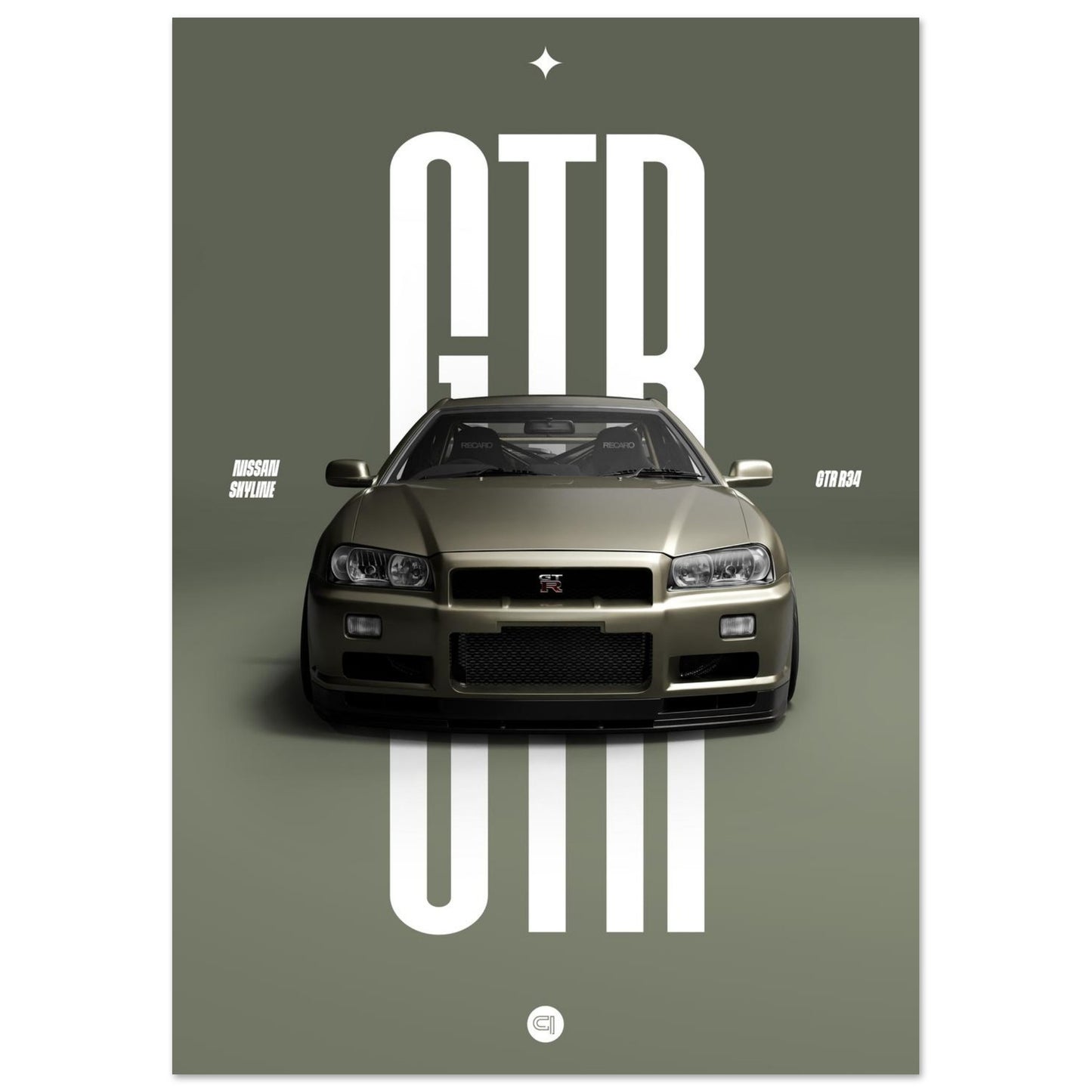 Car Poster - Nissan Skyline GTR R34 - Millenium Jade