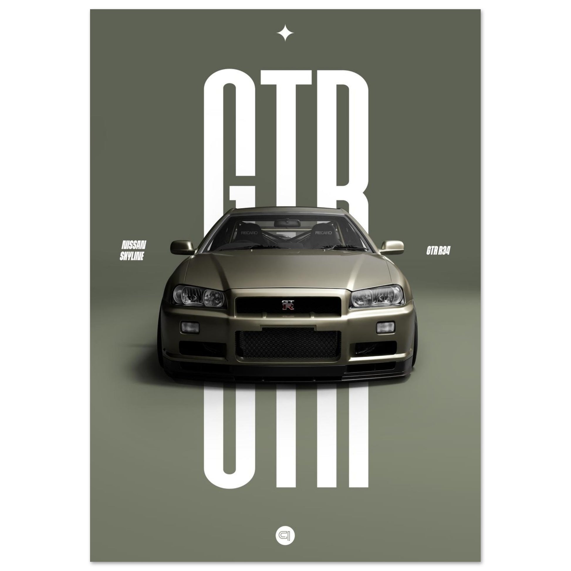 Car Poster - Nissan Skyline GTR R34 - Millenium Jade