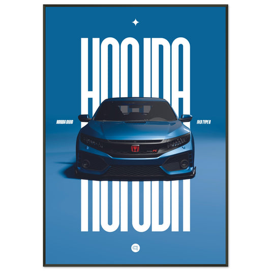 Framed Car Poster - Honda Civic FK8 Type R - Blue