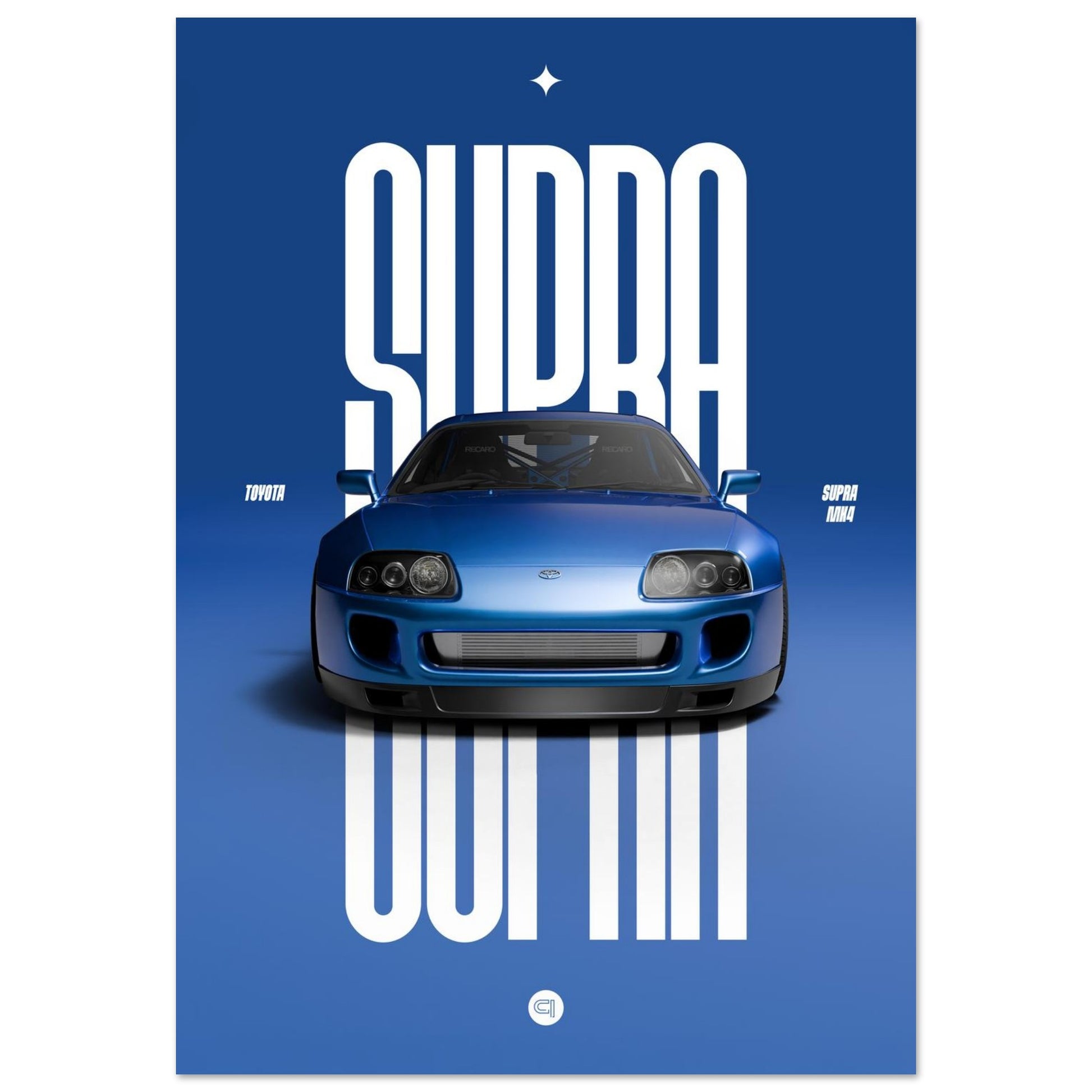 Car Poster - Toyota Supra MK4 - Blue