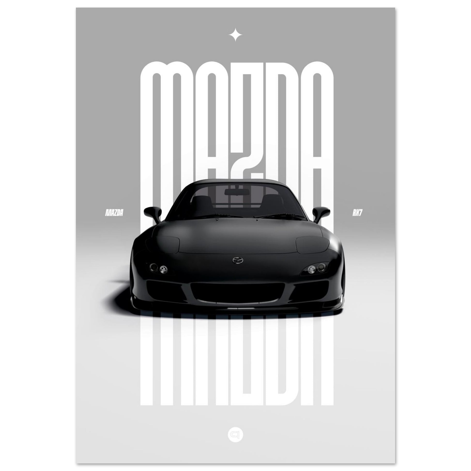 Car Poster - Mazda RX7 - Black