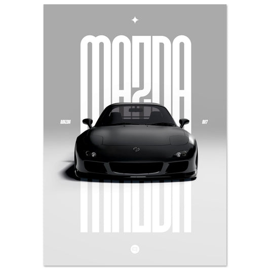 Car Poster - Mazda RX7 - Black