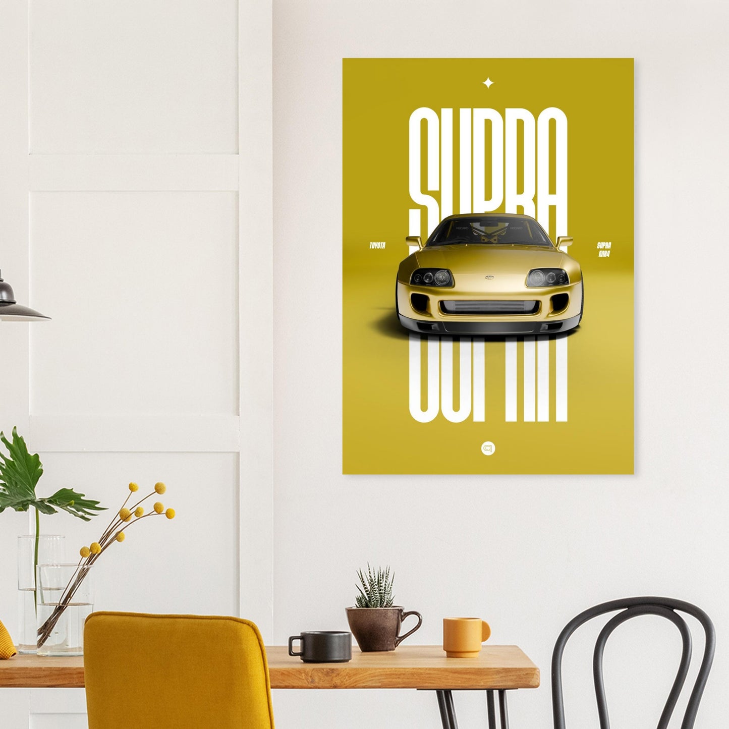 Car Poster - Toyota Supra MK4 - Yellow