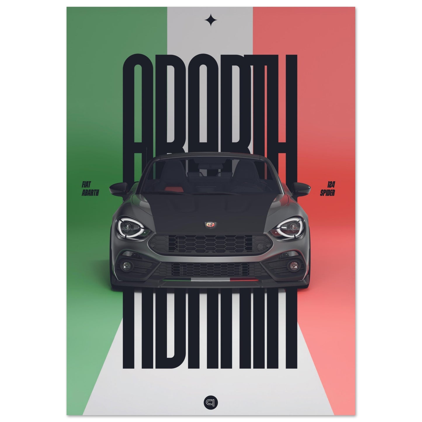 Car Poster - Fiat Abarth 124 Spider - Italy black typo